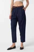 Antioch-Lacivert Pensli Kadın Pantolon-Kumaş Pantolon-1-Milagron.com