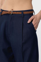 Antioch-Lacivert Pensli Kadın Pantolon-Kumaş Pantolon-3-Milagron.com