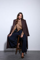 Antioch-Antioch Lacivert Pileli Geniş Kadın Pantolon-Kumaş Pantolon-7-Milagron.com