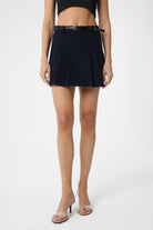 Antioch-Lacivert Pileli Kadın Mini Etek-Etek-1-Milagron.com