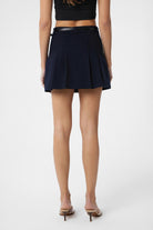 Antioch-Lacivert Pileli Kadın Mini Etek-Etek-5-Milagron.com