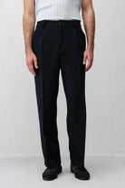 Antioch Lacivert Pileli Relaxed Fit Erkek Pantolon