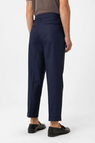 Antioch-Lacivert Pileli Yüksek Bel Erkek Pantolon-Kumaş Pantolon-4-Milagron.com