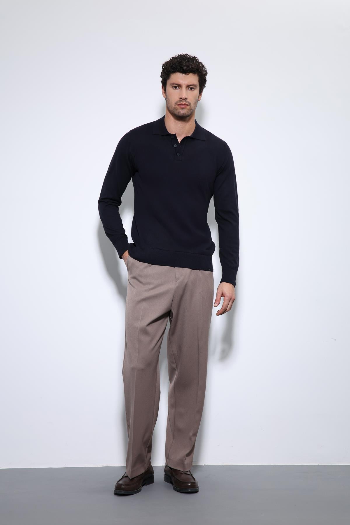 Antioch-Lacivert Polo Yaka Erkek Kazak-Kazak-3-Milagron.com