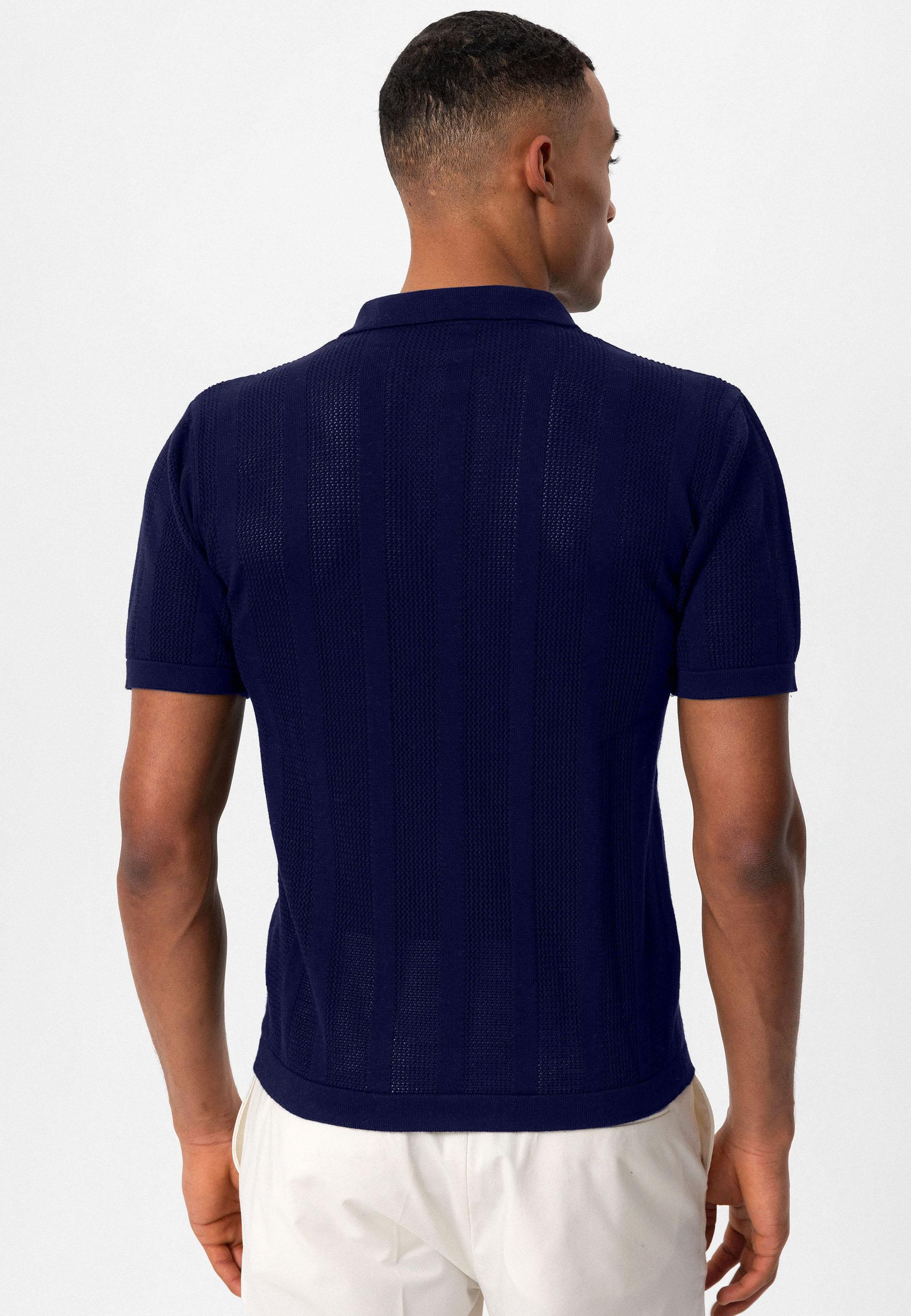 Antioch-Lacivert Polo Yaka Fermuarlı Örme Erkek T Shirt-T-Shirts-5-Milagron.com