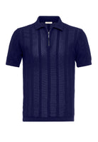 Antioch-Lacivert Polo Yaka Fermuarlı Örme Erkek T Shirt-T-Shirts-6-Milagron.com