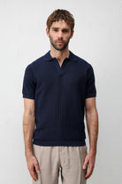 Antioch Lacivert Premium Dokulu Erkek Triko T-Shirt