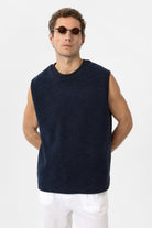 Antioch-Lacivert Regular Fit Dokulu Erkek Kolsuz T Shirt-T-Shirts-1-Milagron.com