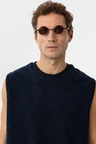 Antioch-Lacivert Regular Fit Dokulu Erkek Kolsuz T Shirt-T-Shirts-3-Milagron.com