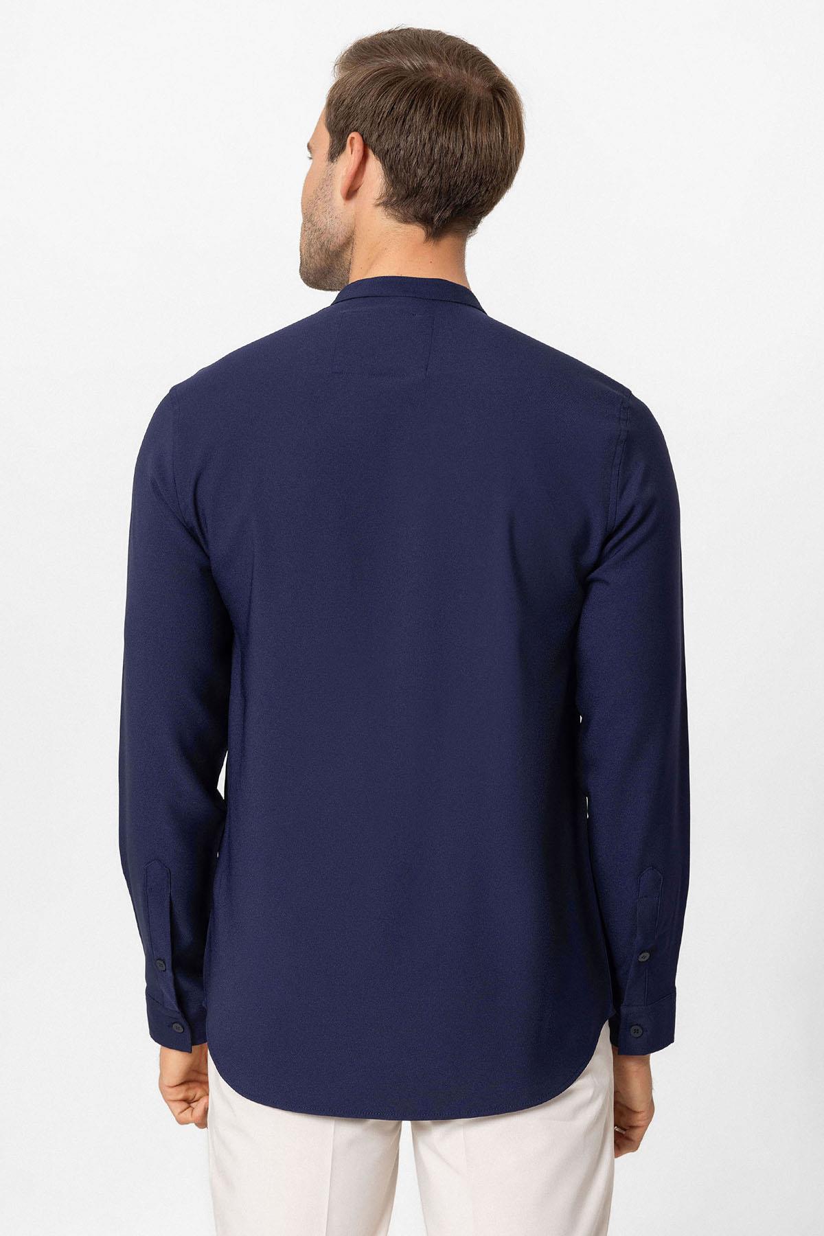 Antioch-Lacivert Regular Fit Hakim Yaka Erkek Gömlek-Gömlek-5-Milagron.com