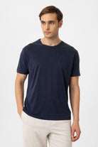 Antioch-Lacivert Regular Fit Modal Teknik Kumaş Erkek T Shirt-T-Shirts-1-Milagron.com