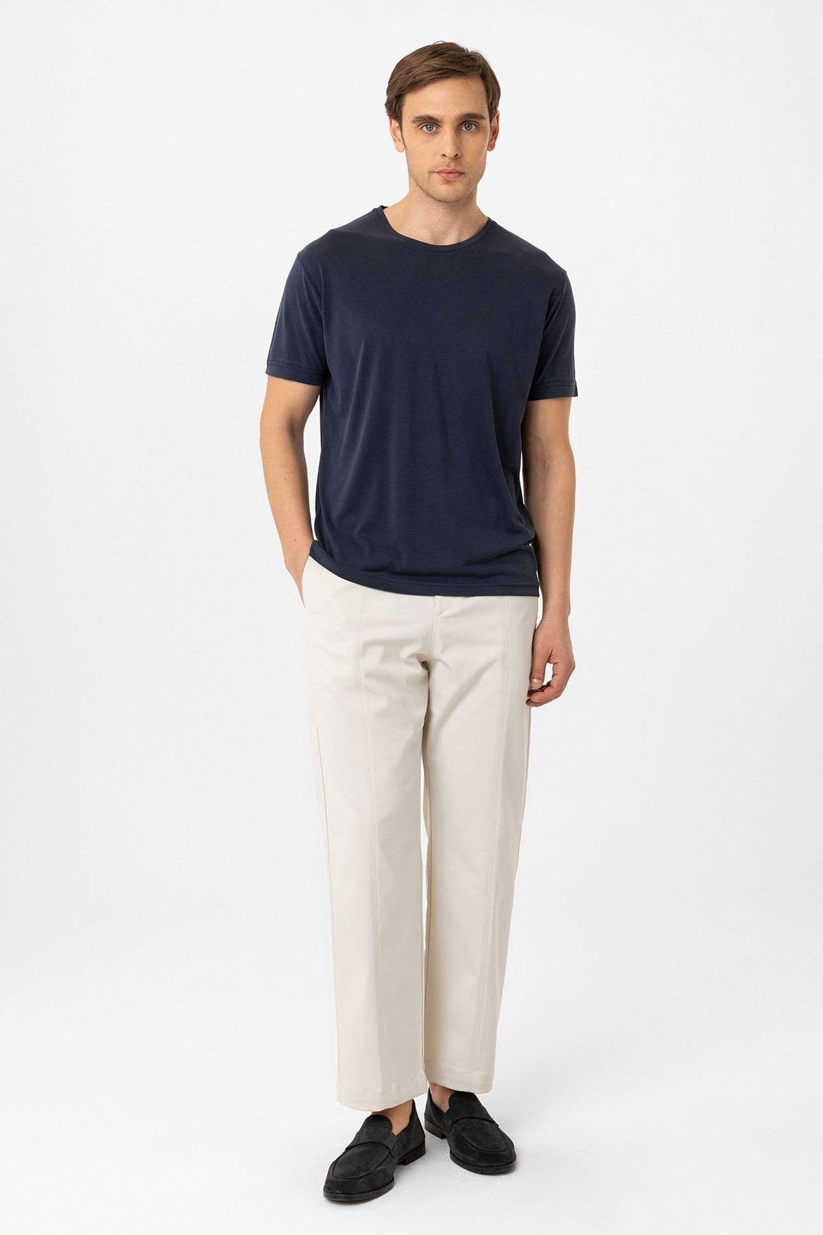 Antioch-Lacivert Regular Fit Modal Teknik Kumaş Erkek T Shirt-T-Shirts-2-Milagron.com