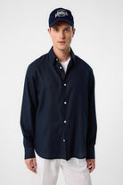 Antioch-Lacivert Relax Fit Keten Karışımlı Erkek Gömlek-Gömlek-1-Milagron.com