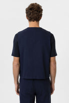 Antioch-Lacivert Relax Fit Keten Karışımlı Erkek Yelek-Yelek-4-Milagron.com