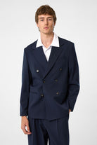 Antioch-Lacivert Relax Fit Kruvaze Erkek Blazer Ceket-Blazer Ceket-1-Milagron.com