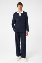 Antioch-Lacivert Relax Fit Kruvaze Erkek Blazer Ceket-Blazer Ceket-2-Milagron.com