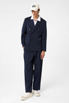 Antioch-Lacivert Relax Fit Kruvaze Erkek Blazer Ceket-Blazer Ceket-3-Milagron.com