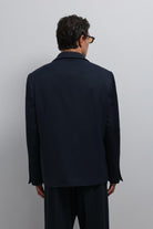 Antioch Lacivert Relax Fit Kruvaze Erkek Blazer Ceket