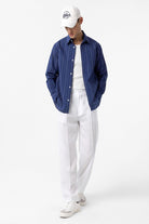 Antioch-Lacivert Relaxed Çizgili Erkek Gömlek-Gömlek-3-Milagron.com