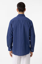 Antioch-Lacivert Relaxed Çizgili Erkek Gömlek-Gömlek-5-Milagron.com
