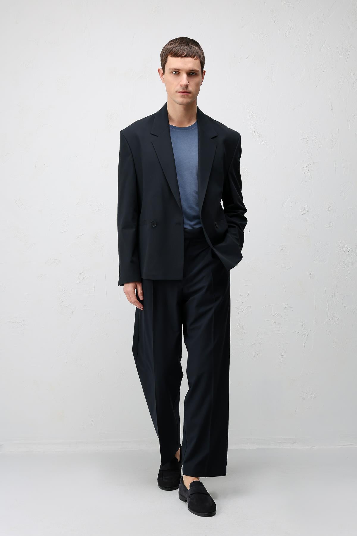 Antioch Lacivert Relaxed Fit Erkek Blazer Ceket