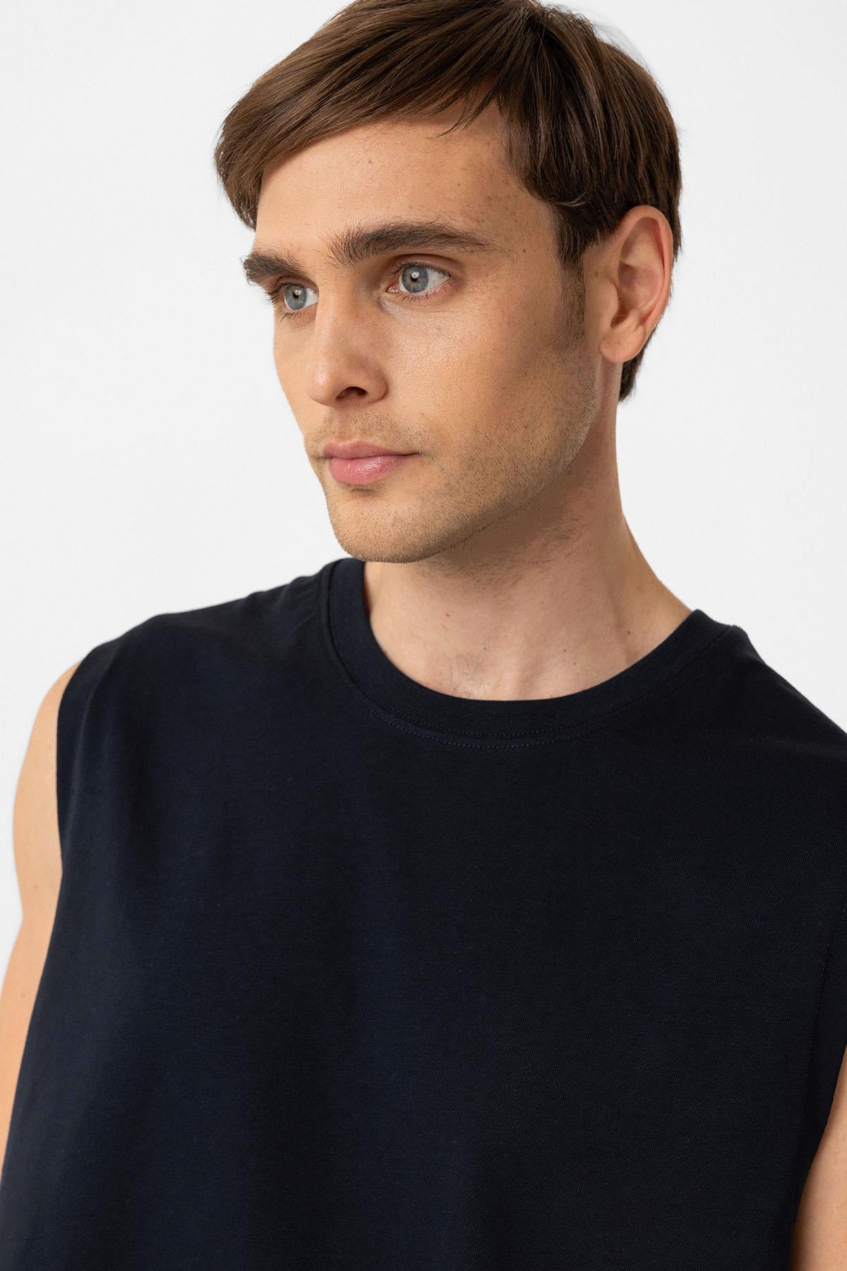 Antioch Lacivert Relaxed Fit Erkek Kolsuz T-Shirt