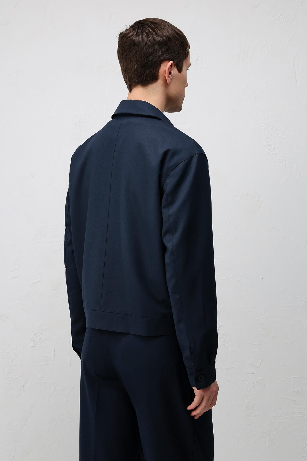 Antioch Lacivert Relaxed Fit Fermuarlı Erkek Mont