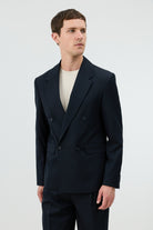Antioch Lacivert Relaxed Kruvaze Erkek Blazer Ceket