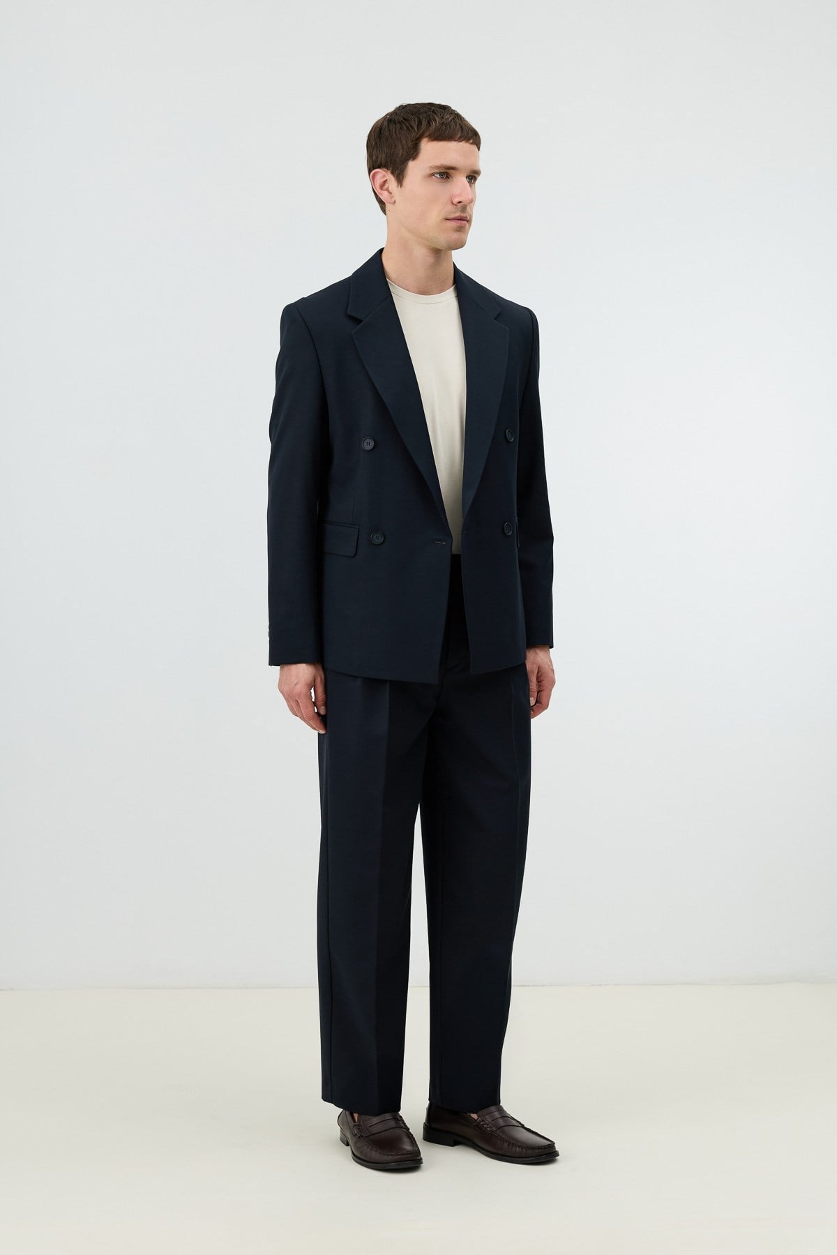 Antioch Lacivert Relaxed Kruvaze Erkek Blazer Ceket