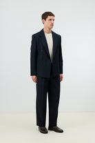 Antioch Lacivert Relaxed Kruvaze Erkek Blazer Ceket