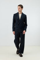 Antioch Lacivert Relaxed Kruvaze Erkek Blazer Ceket