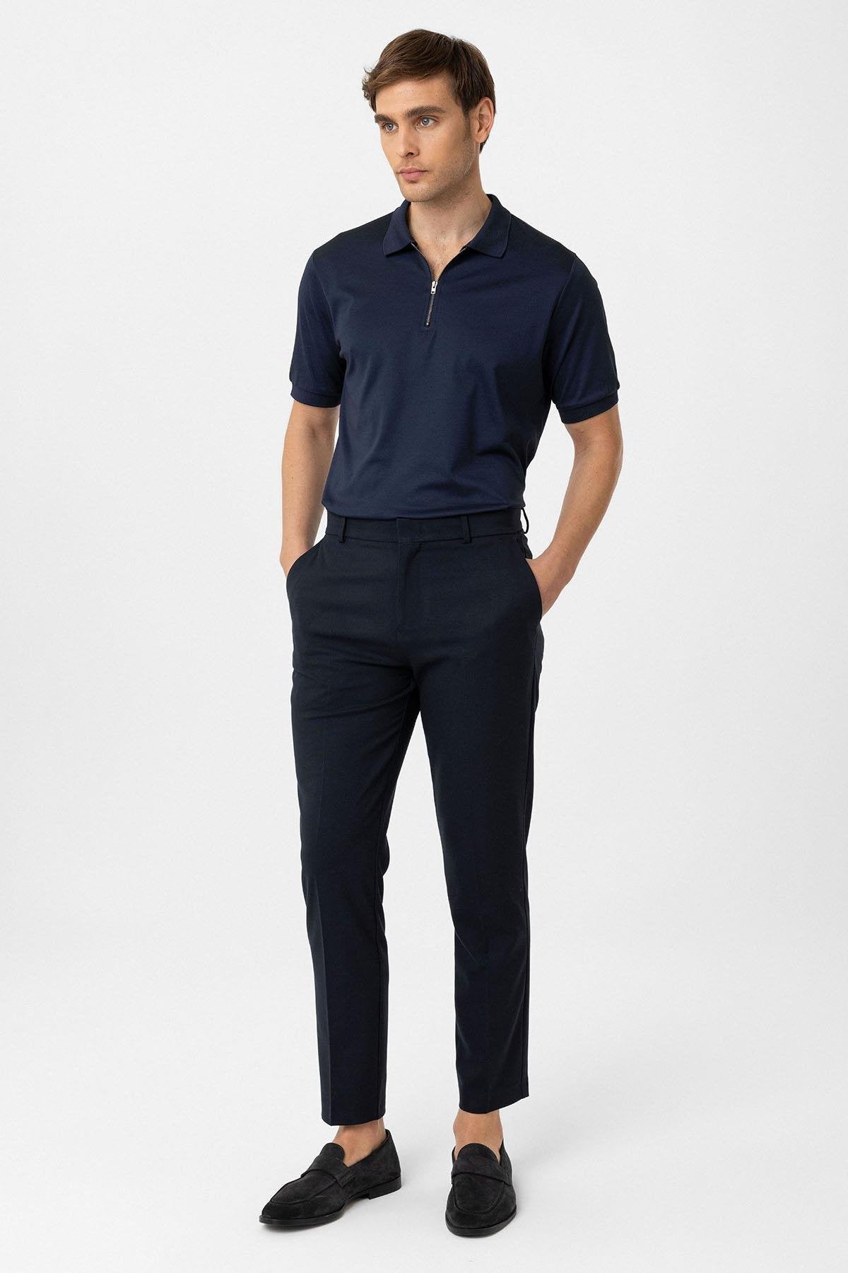 Antioch-Lacivert Slim Fit Comfort Erkek Pantolon-Kumaş Pantolon-2-Milagron.com