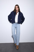 Antioch-Lacivert Süet Görünümlü Bomber Kadın Mont-Mont-2-Milagron.com