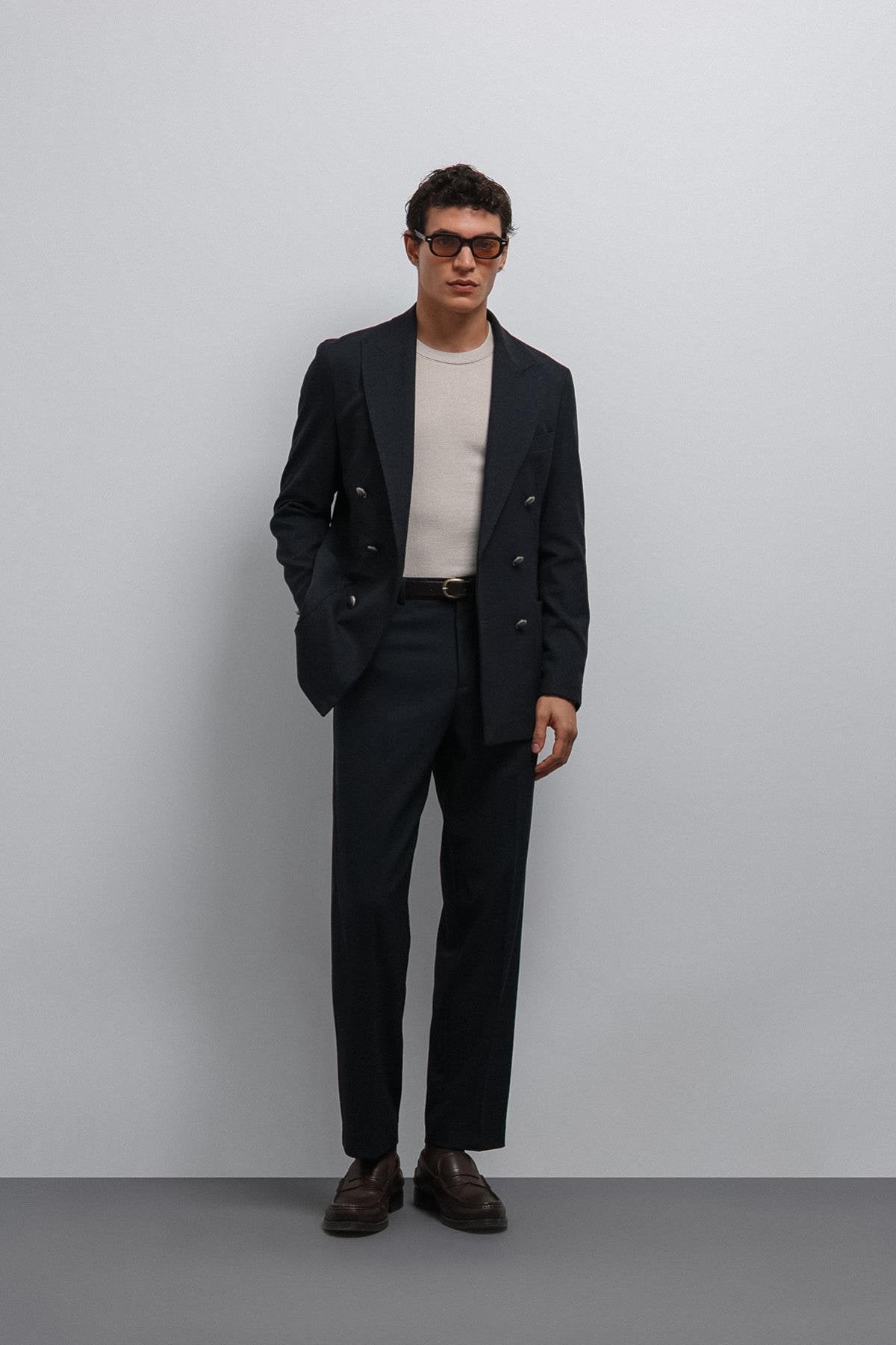 Antioch-Lacivert Tapered Fit Erkek Pantolon-Kumaş Pantolon-1-Milagron.com