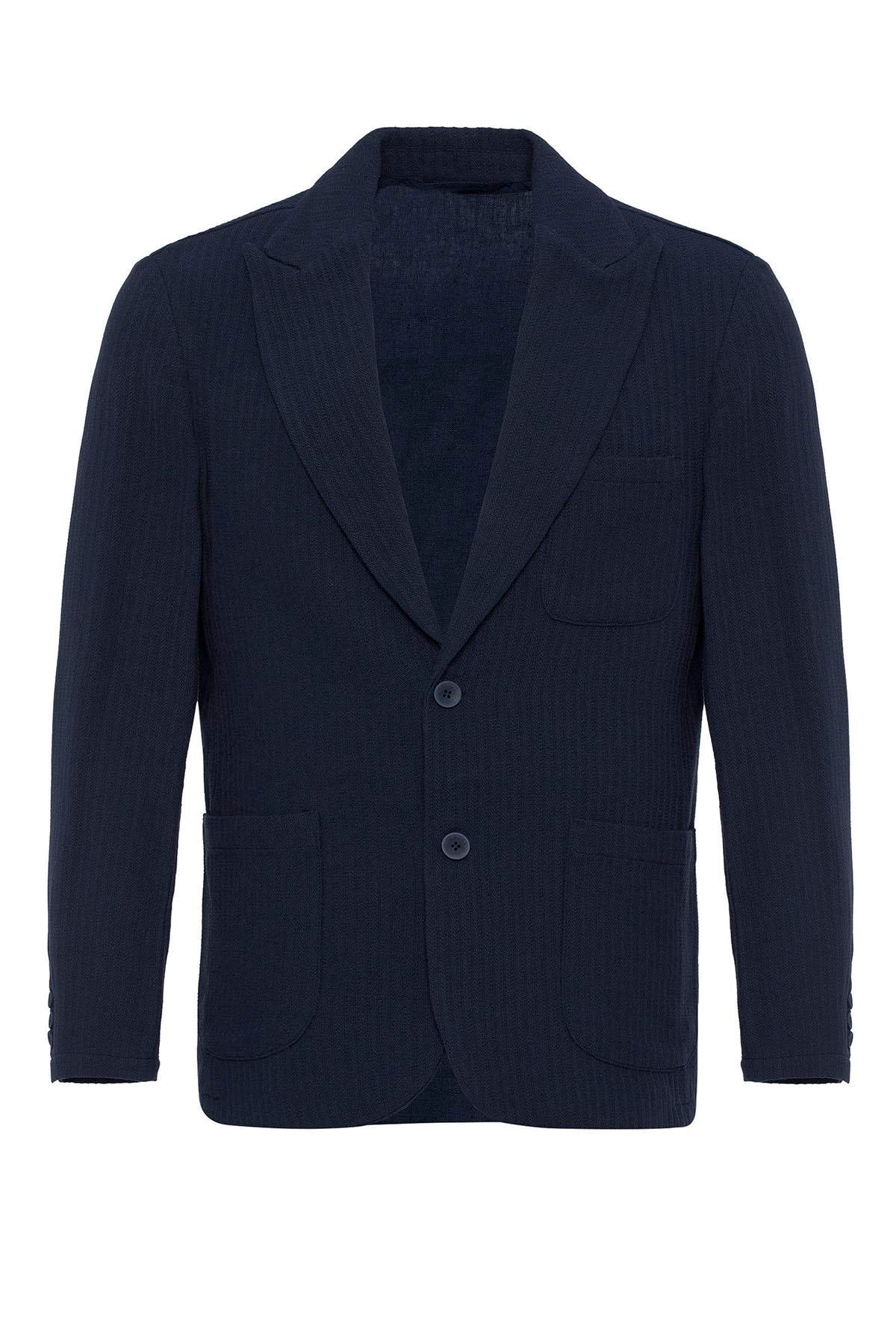 Antioch-Lacivert Torba Cepli Astarsız Erkek Blazer Ceket-Ceket-7-Milagron.com