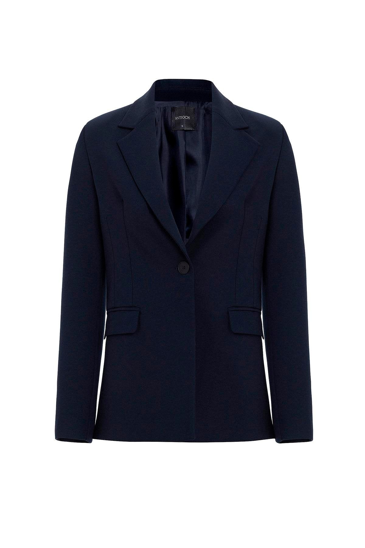 Antioch-Lacivert Vücuda Oturan Kadın Blazer Ceket-Blazer Ceket-6-Milagron.com