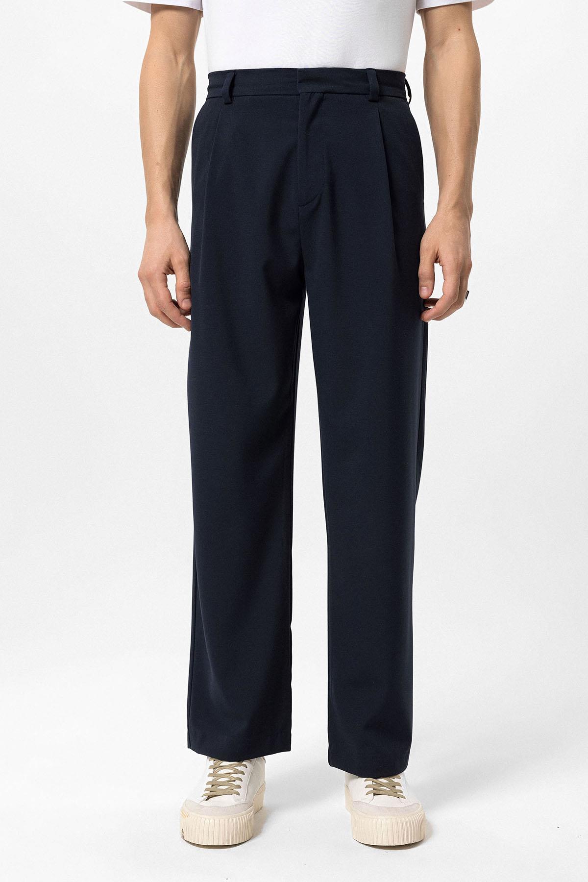 Antioch-Lacivert Yüksek Bel Baggy Erkek Pantolon-Pantolon-1-Milagron.com