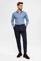 Antioch-Lacivert Yüksek Bel Çift Pileli Erkek Pantolon-Pantolon-1-Milagron.com