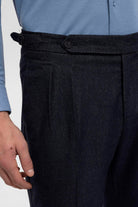 Antioch-Lacivert Yüksek Bel Çift Pileli Erkek Pantolon-Pantolon-5-Milagron.com