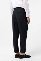 Antioch-Lacivert Yüksek Bel İtalyan Kalıp Pileli Erkek Pantolon-Kumaş Pantolon-4-Milagron.com