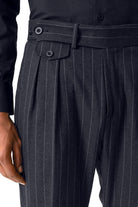 Antioch-Lacivert Yüksek Bel Pileli Çizgili Erkek Pantolon-Pantolon-4-Milagron.com