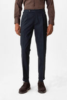 Antioch-Lacivert Yüksek Bel Pileli Duble Paça Erkek Pantolon-Pantolon-2-Milagron.com