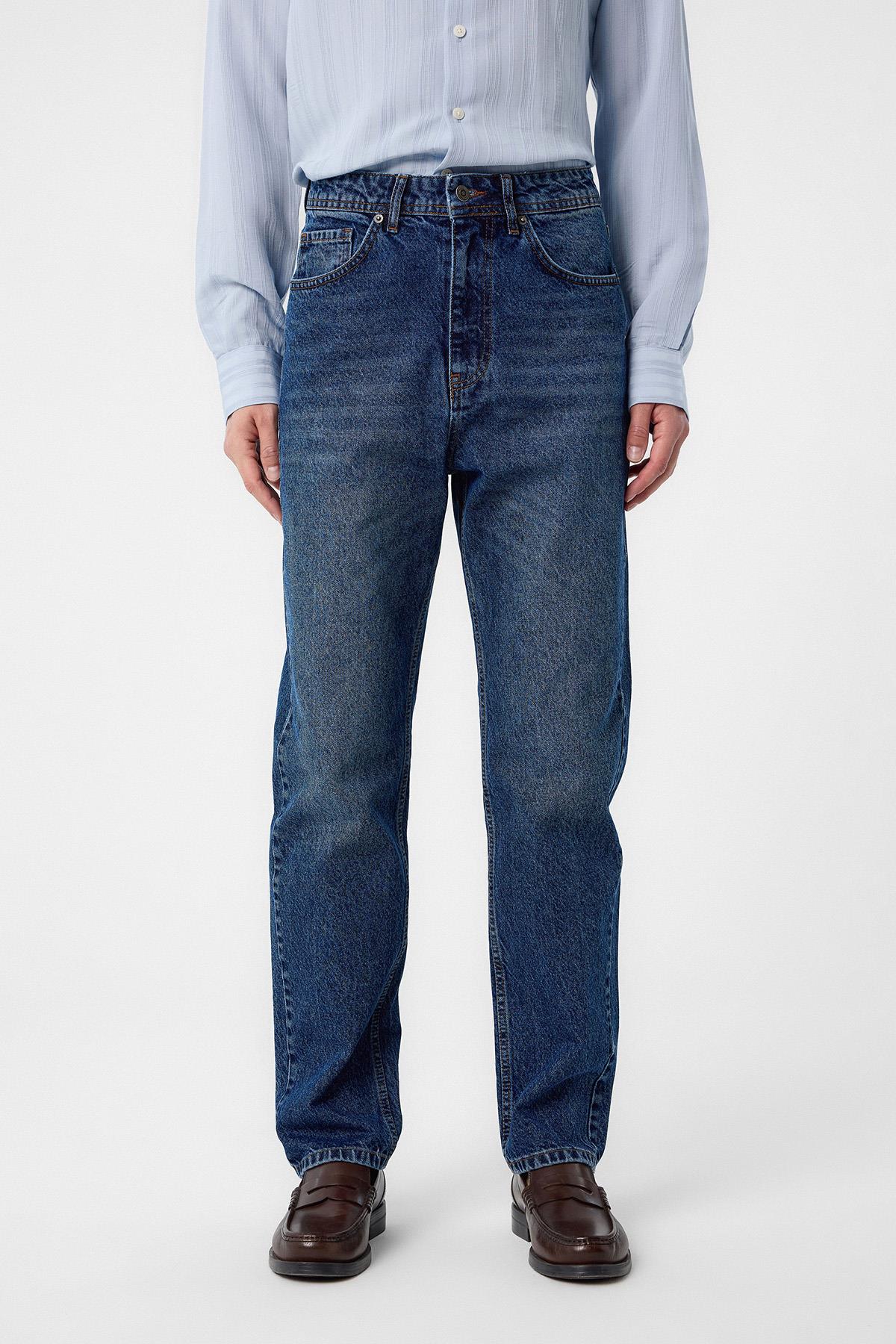 Antioch-Lacivert Yüksek Bel Regular Fit Erkek Kot Pantolon-Kot Pantolon-1-Milagron.com