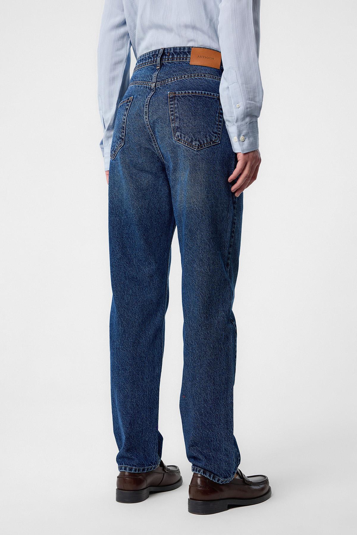 Antioch-Lacivert Yüksek Bel Regular Fit Erkek Kot Pantolon-Kot Pantolon-5-Milagron.com