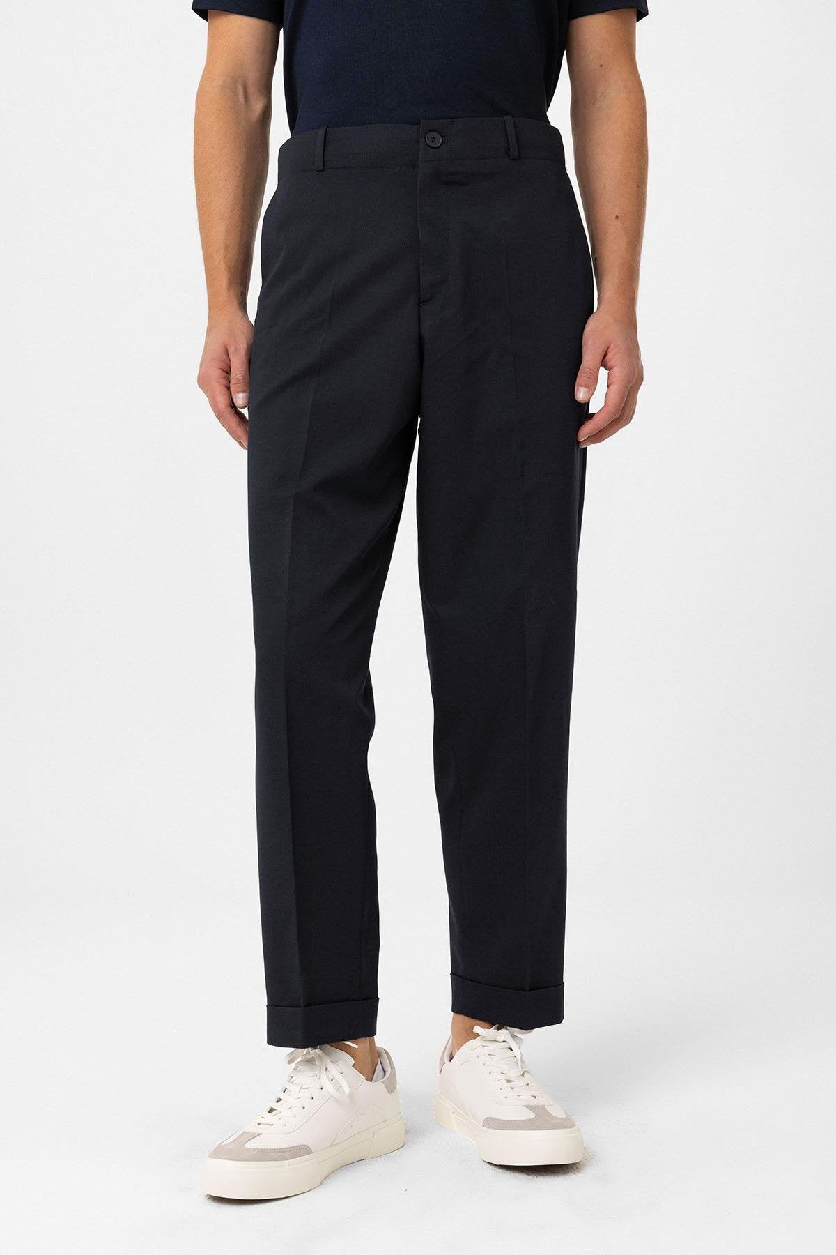 Antioch-Lacivert Yüksek Bel Straight Fit Erkek Pantolon-Kumaş Pantolon-1-Milagron.com