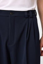 Antioch-Lacivert Yüksel Bel Relax Fit Pileli Erkek Pantolon-Kumaş Pantolon-3-Milagron.com