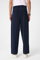 Antioch-Lacivert Yüksel Bel Relax Fit Pileli Erkek Pantolon-Kumaş Pantolon-4-Milagron.com