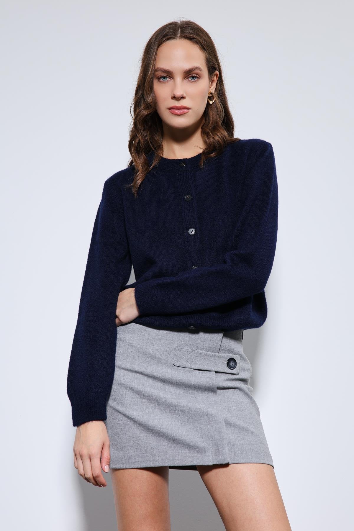 Antioch-Lacivert Yumuşak Dokulu Hırka-Kazak & Triko-2-Milagron.com