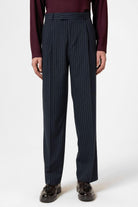 Antioch-Lacivert çizgili Relaxed Fit Erkek Pantolon-Kumaş Pantolon-1-Milagron.com