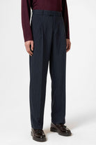 Antioch-Lacivert çizgili Relaxed Fit Erkek Pantolon-Kumaş Pantolon-3-Milagron.com